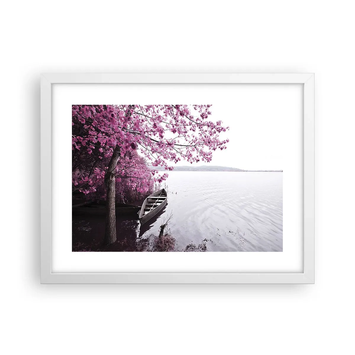 Poster in einem weißen Rahmen - In rosa Stille - 40x30 cm
