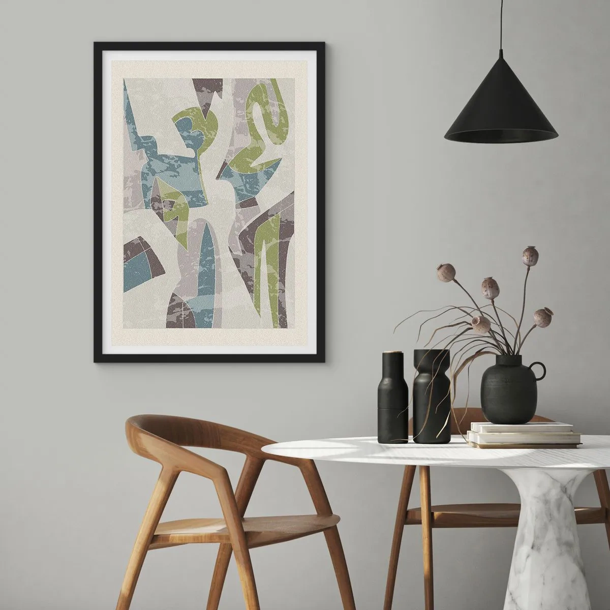 Poster in einem schwarzem Rahmen - Komposition hinter dem Glas - 61x91 cm