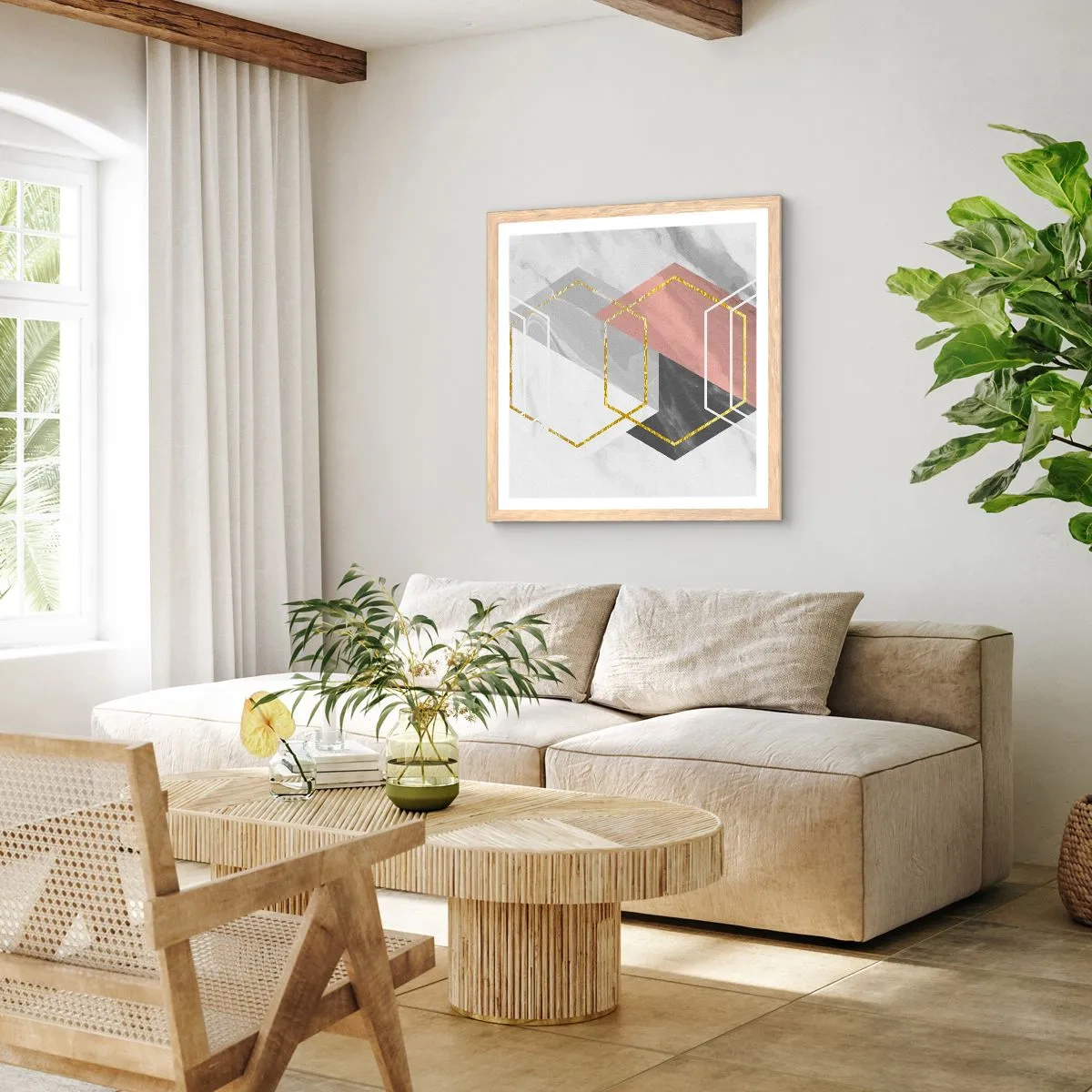 Poster in einem Rahmen aus heller Eiche - Kettenkomposition - 40x40 cm