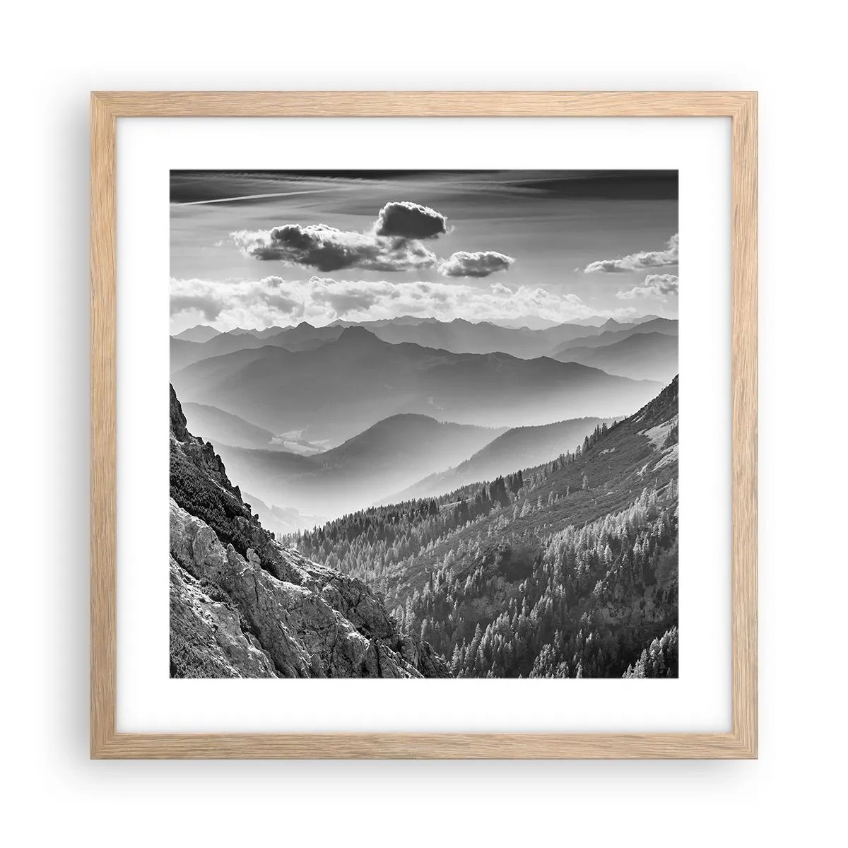 Poster in einem Rahmen aus heller Eiche - Bis zum Horizont - 40x40 cm