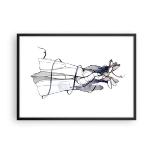 Poster in einem schwarzem Rahmen - Eine subtile Zeichnung einer Hand mit einer zarten Blume - 70x50cm - Touch-Studie - Moderne Wanddekoration für Wohnzimmer und Schlafzimmer ARTTOR