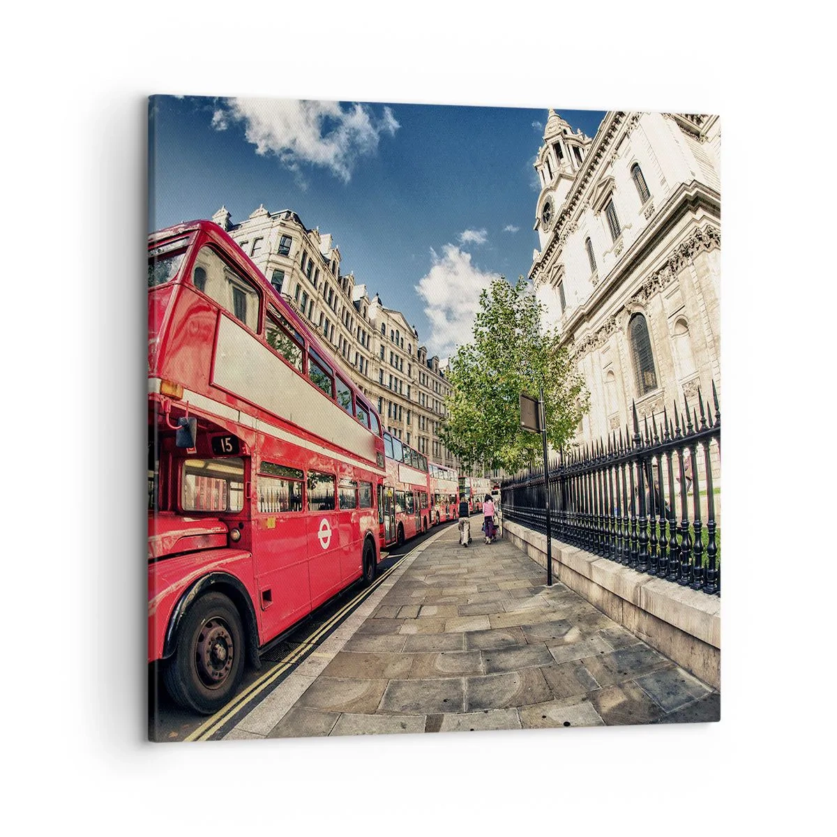 Bild auf Leinwand - Leinwandbild - Londoner Straße in Grau und Rot - 50x50 cm