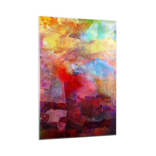 Glasbild - Bild auf glas - Bunte Abstraktion in intensiven Farbtönen - 50x70cm - Schau in den Regenbogen - Moderne Wanddekoration für Wohnzimmer und Schlafzimmer ARTTOR