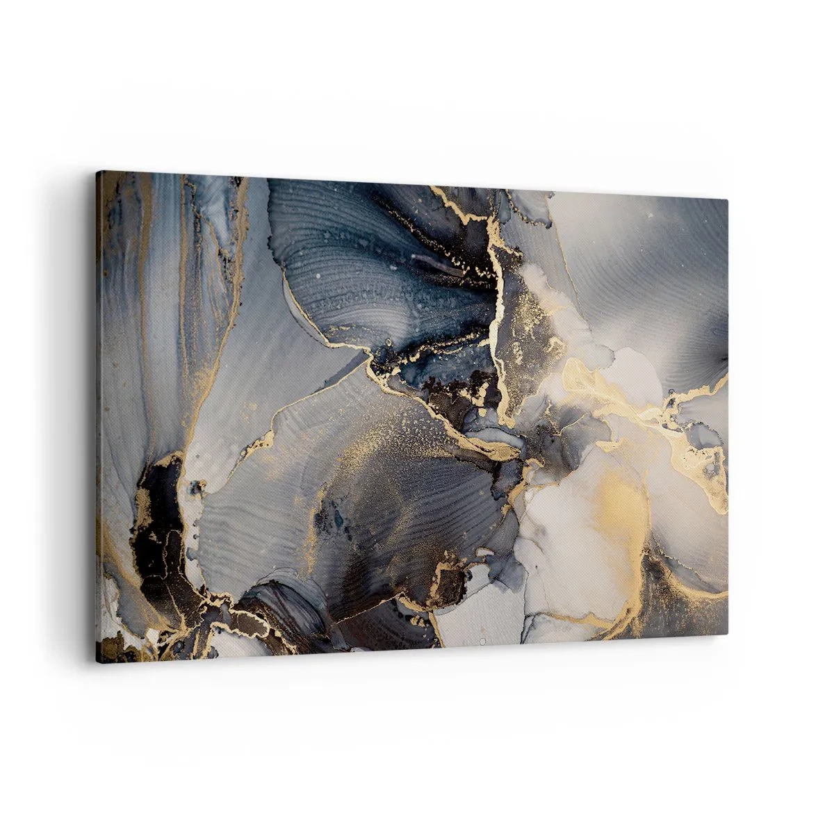 Bild auf Leinwand - Leinwandbild - Abstraktes Gold und Grau auf Leinwand - 120x80cm - Leben aus Stein - Moderne Wanddekoration für Wohnzimmer und Schlafzimmer ARTTOR