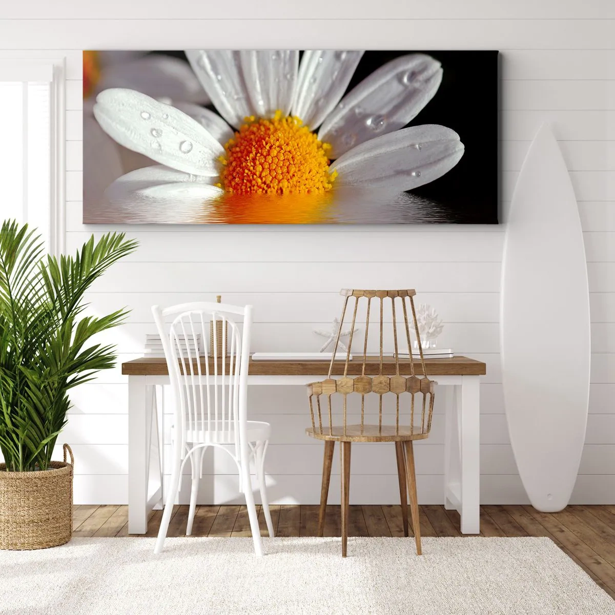 Bild auf Leinwand - Leinwandbild - Die aufgehende Sonne der Gänseblümchen - 100x40 cm