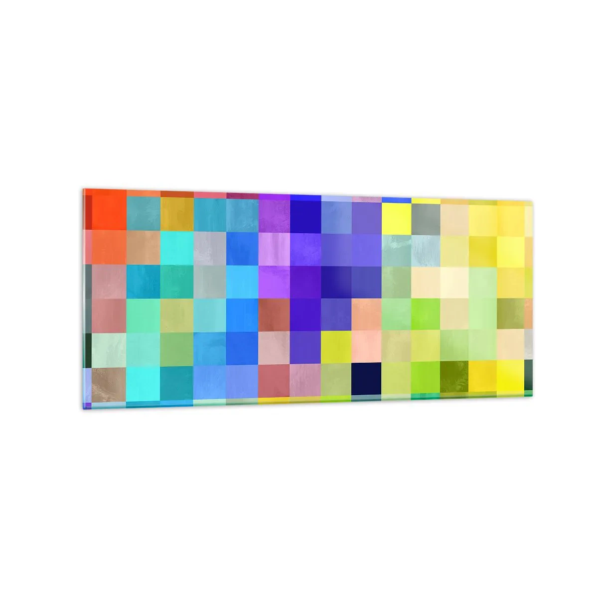 Glasbild - Bild auf glas - Ein buntes Mosaik aus Quadraten in verschiedenen Farben - 120x50cm - Alle anderen, alle gleich - Moderne Wanddekoration für Wohnzimmer und Schlafzimmer ARTTOR