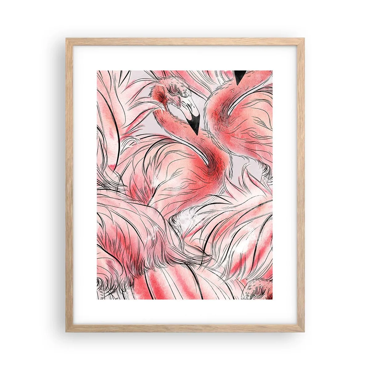 Poster in einem Rahmen aus heller Eiche - Bird Corps de Ballet - 40x50 cm