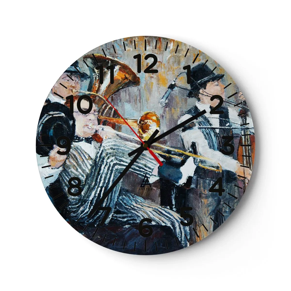 Wanduhr - Glasuhr - Der ganze Jazz - 40x40 cm