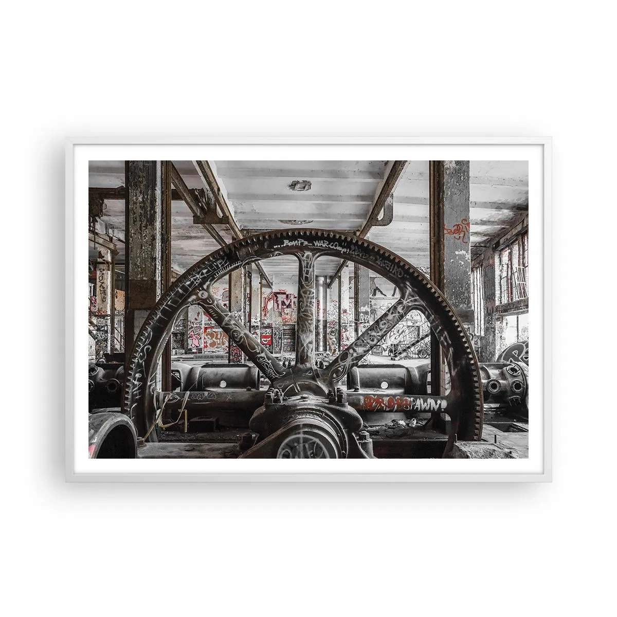 Poster in einem weißen Rahmen - Das geheime Leben der Fabrik - 100x70 cm