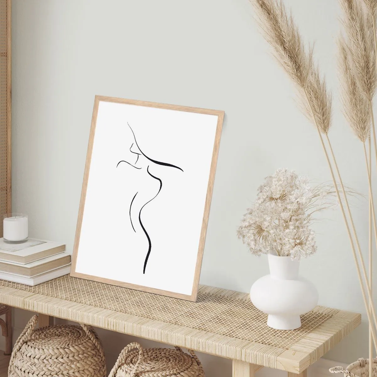 Poster in einem Rahmen aus heller Eiche - Flüchtig wie eine Welle - 40x50 cm