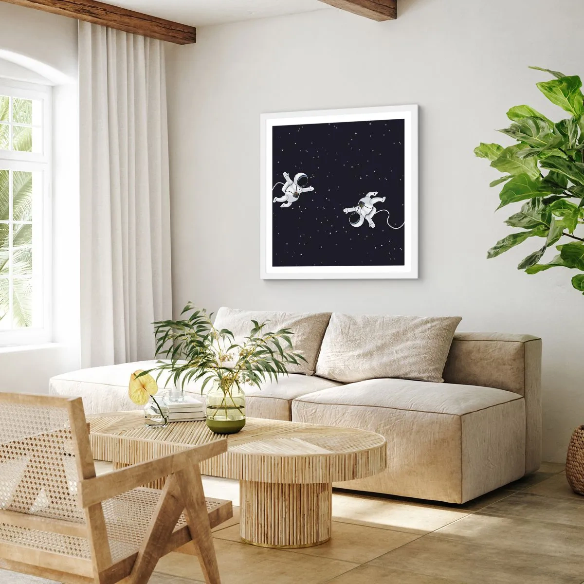 Poster in einem weißen Rahmen - Kosmischer Tanz - 60x60 cm