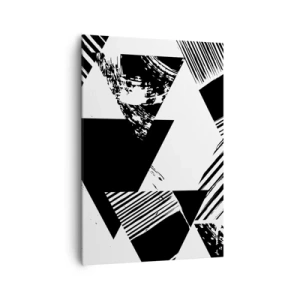 Bild auf Leinwand - Leinwandbild - Geometrische Muster in minimalistischer Schwarz-Weiß-Form - 70x100cm - Regen von Dreiecken - Moderne Wanddekoration für Wohnzimmer und Schlafzimmer ARTTOR