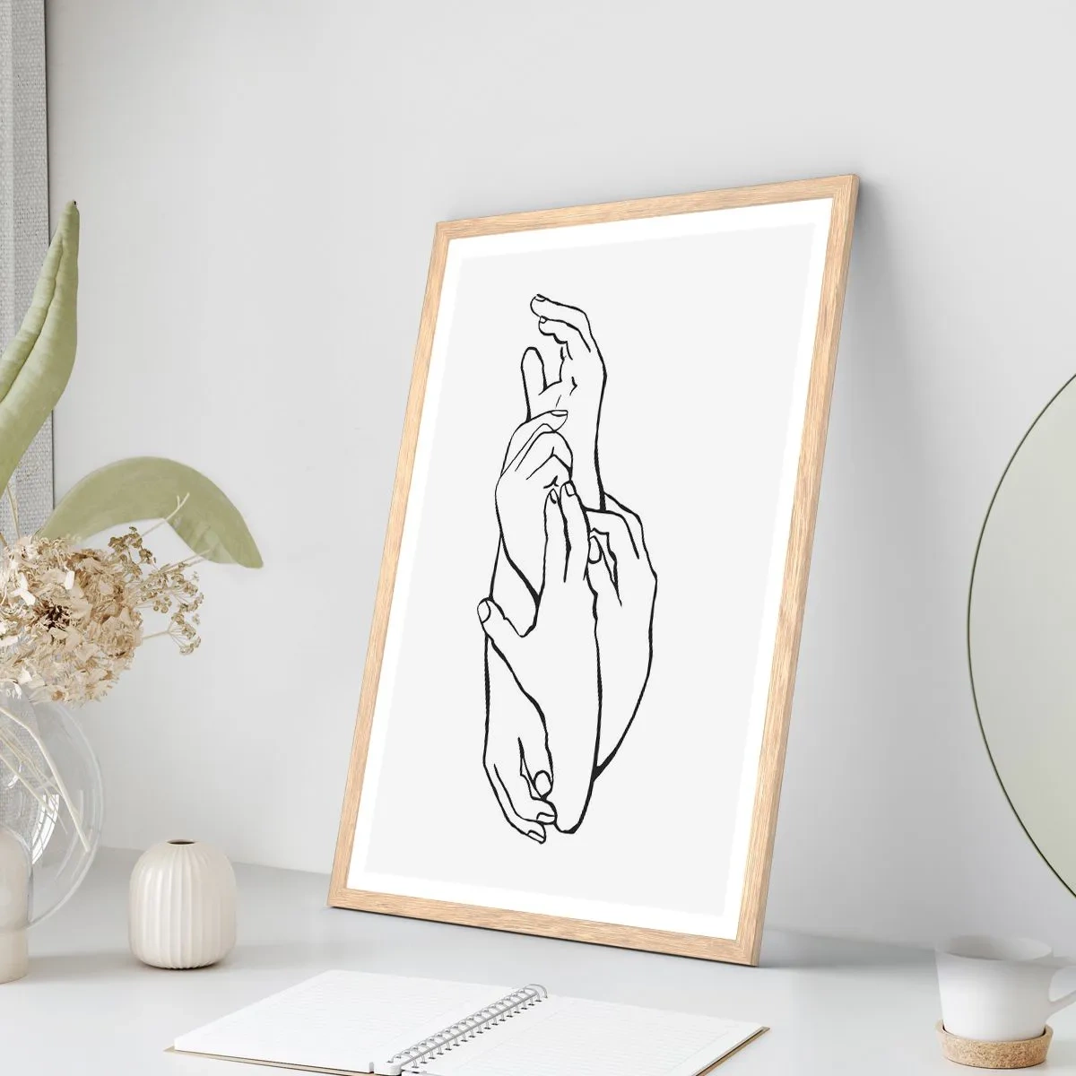 Poster in einem Rahmen aus heller Eiche - Gute Geste - 50x70 cm