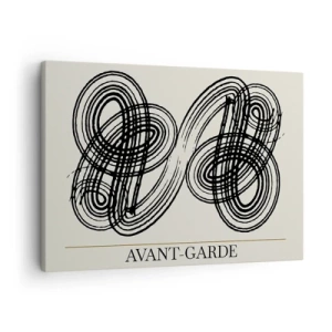 Bild auf Leinwand - Leinwandbild - Abstrakte schwarze Linien auf hellem Hintergrund im Avantgarde-Stil. - 70x50cm - Es kam spontan heraus - Moderne Wanddekoration für Wohnzimmer und Schlafzimmer ARTTOR