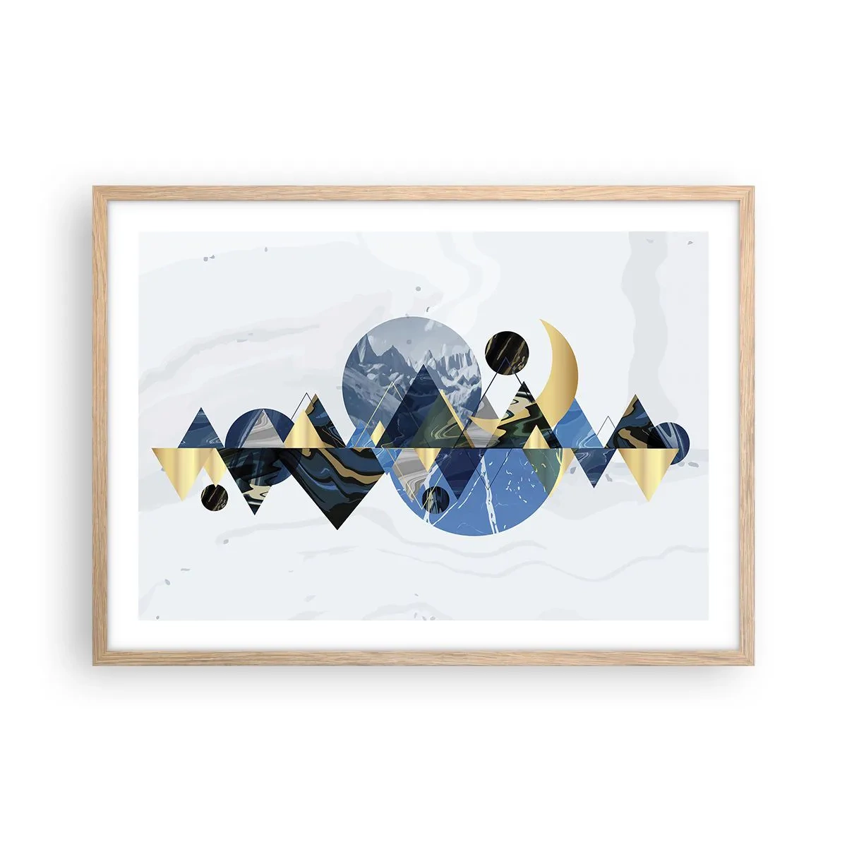 Poster in einem Rahmen aus heller Eiche - Geometrische Landschaft - 70x50 cm