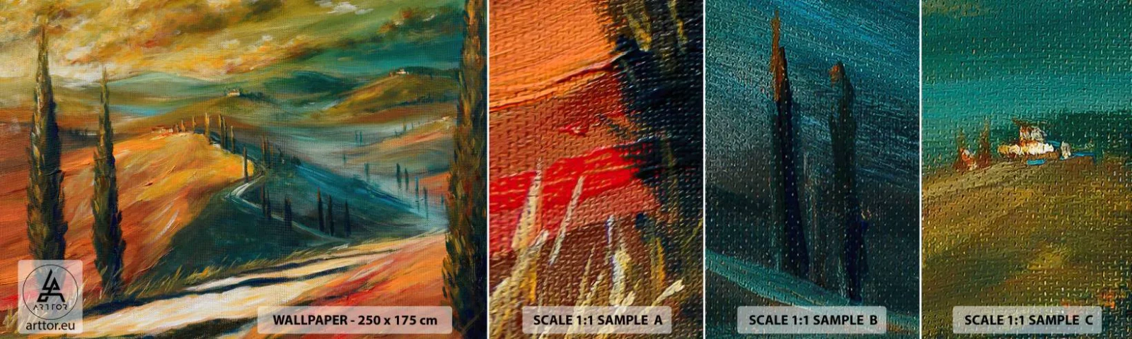 Fototapeten Muster Selbstklebend Deluxe Sticker - Toskanische Landschaft - Landschaft, Toskana, Reisen - 100x30 cm