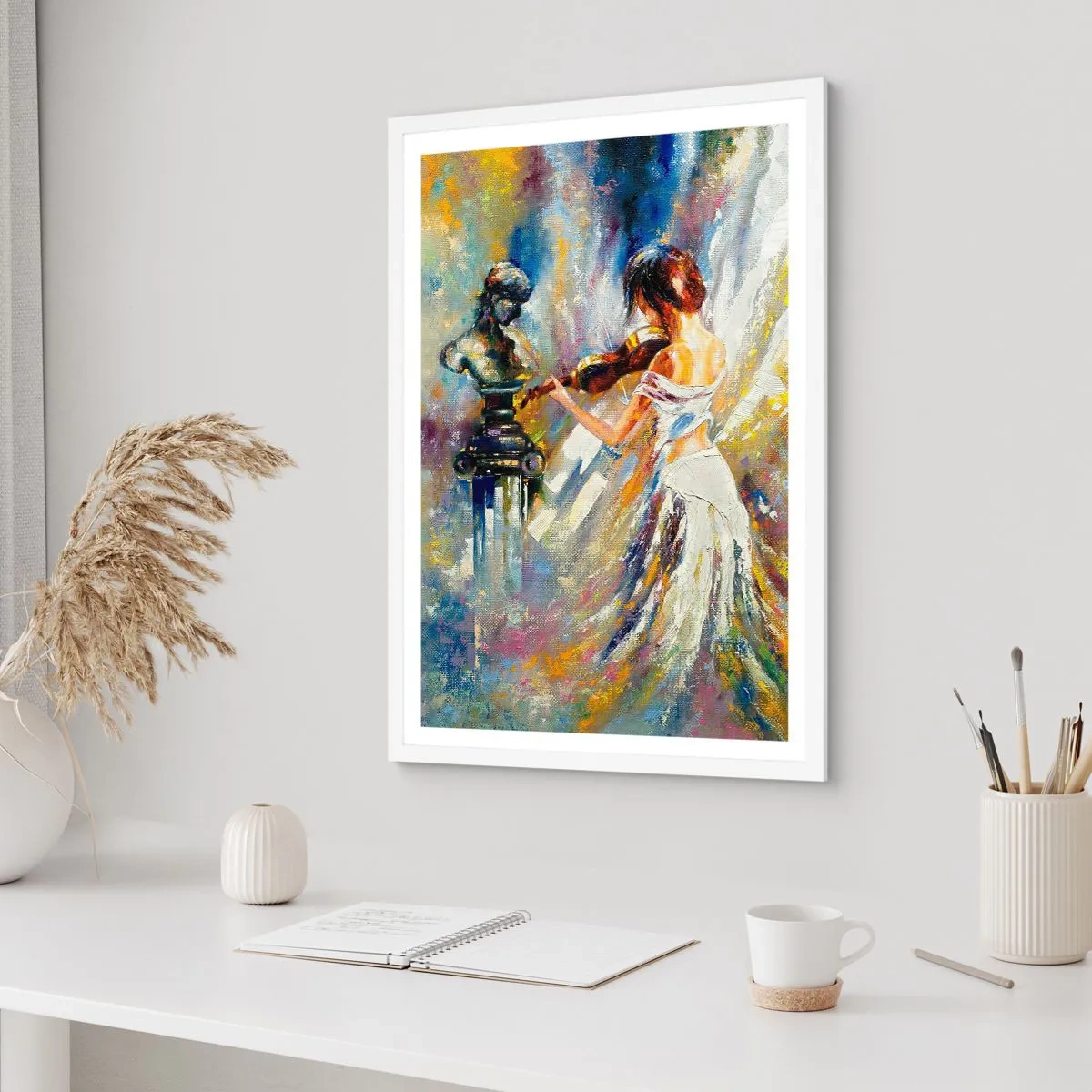 Poster in einem weißen Rahmen - Mit Gefühl beleben - 61x91 cm