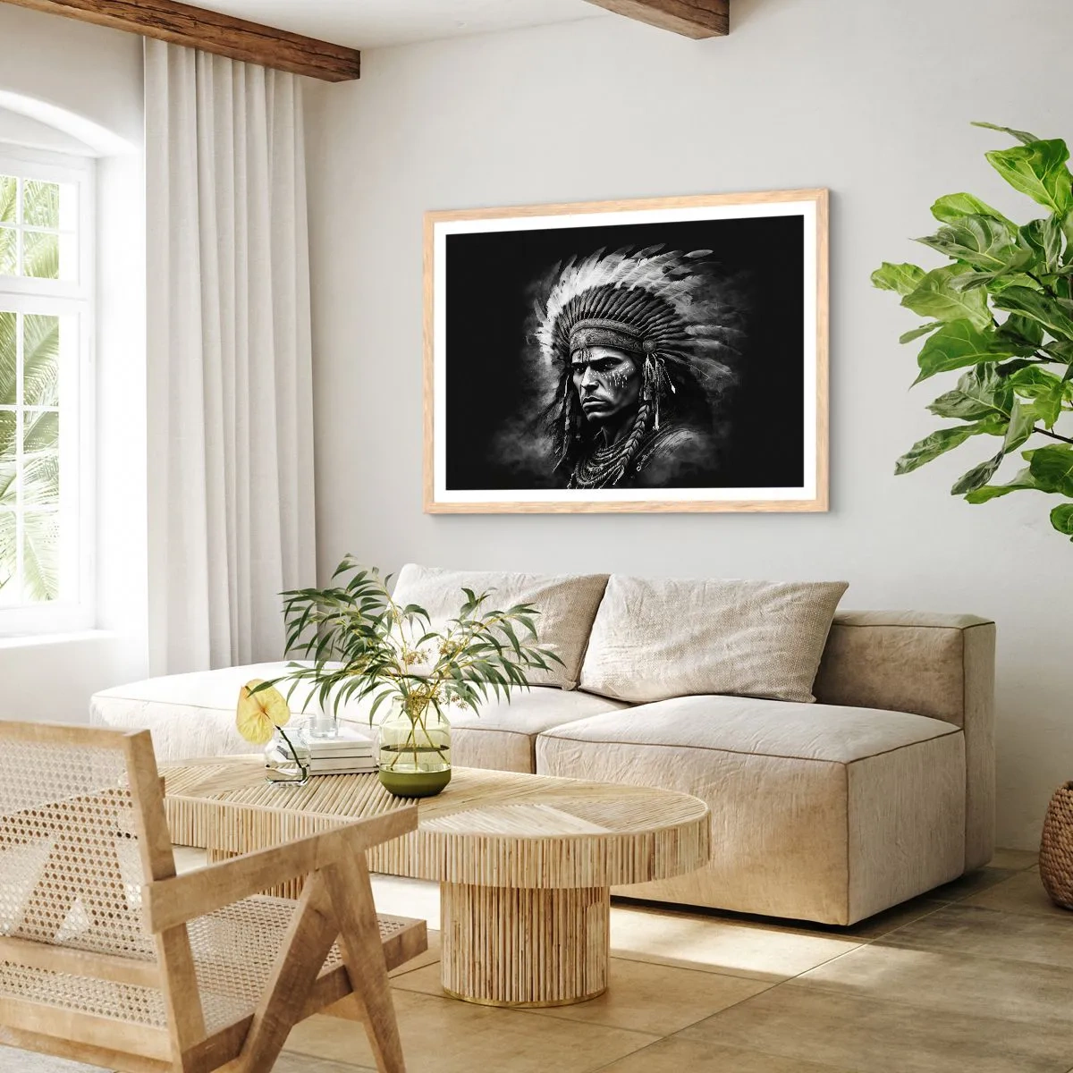 Poster in einem Rahmen aus heller Eiche - Anführer und Krieger - 50x40 cm