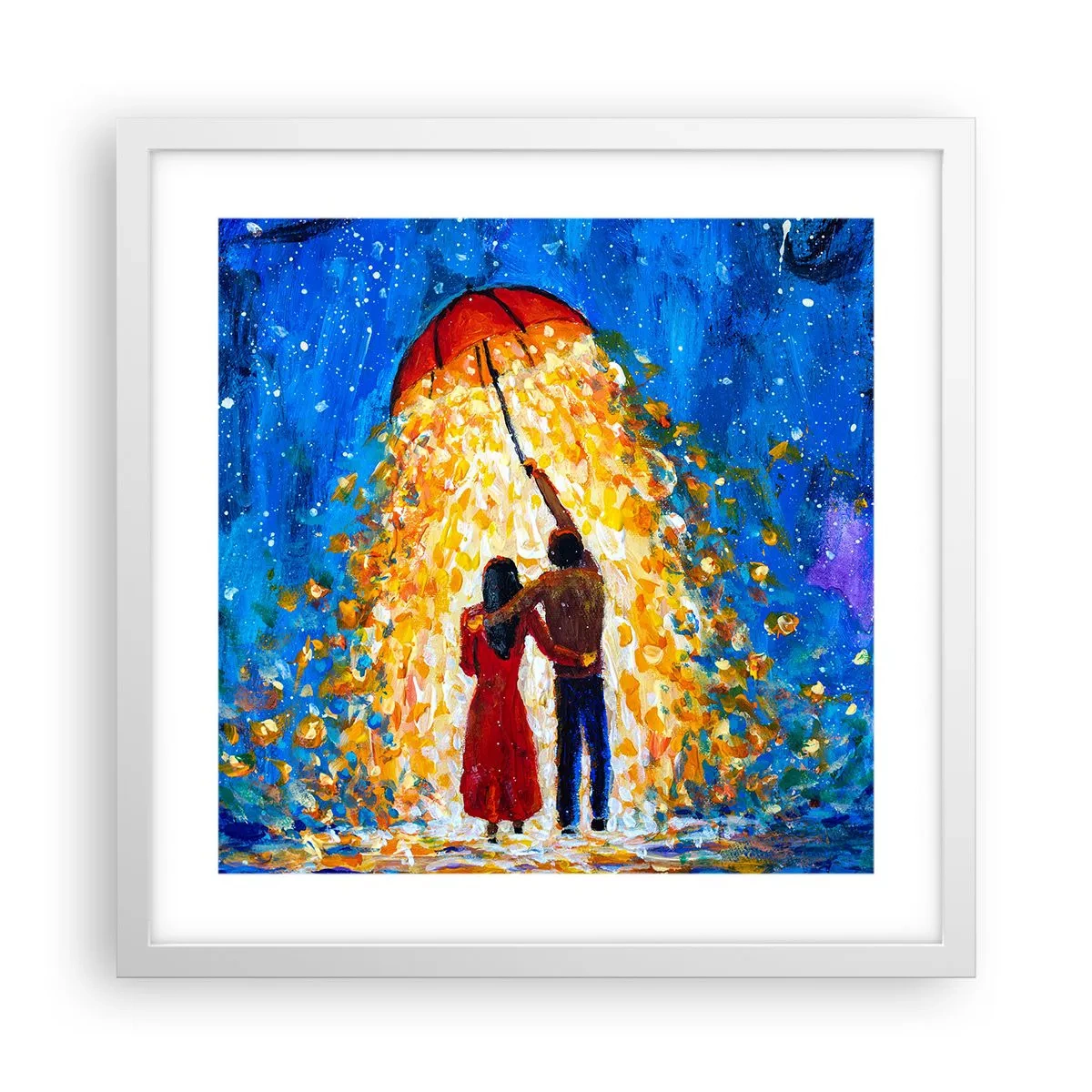 Poster in einem weißen Rahmen - Zauber eines Regenabends? - 40x40 cm