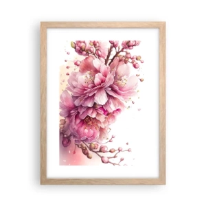 Poster in einem Rahmen aus heller Eiche - Kirschblütenblüte - 30x40 cm
