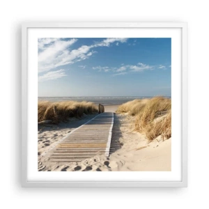 Poster in einem weißen Rahmen - Hinter der Düne, im Rauschen des Grases - 50x50 cm