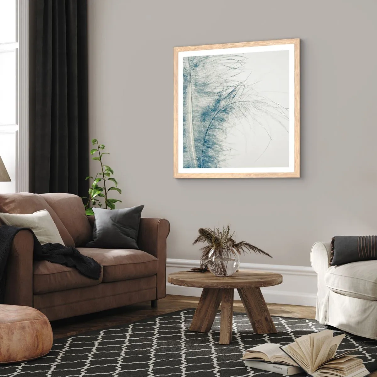 Poster in einem Rahmen aus heller Eiche - Flüstern der Natur - 30x30 cm