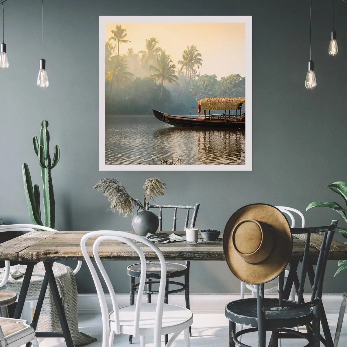 Poster - Haus am Fluss - 50x50 cm