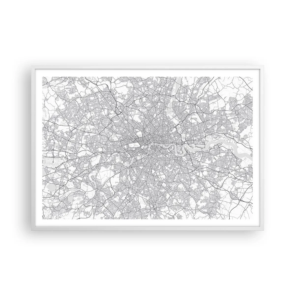 Poster in einem weißen Rahmen - Karte des Labyrinths von London - 100x70 cm