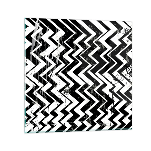 Glasbild - Bild auf glas - Zick-weiß, Zack-schwarz - 30x30 cm