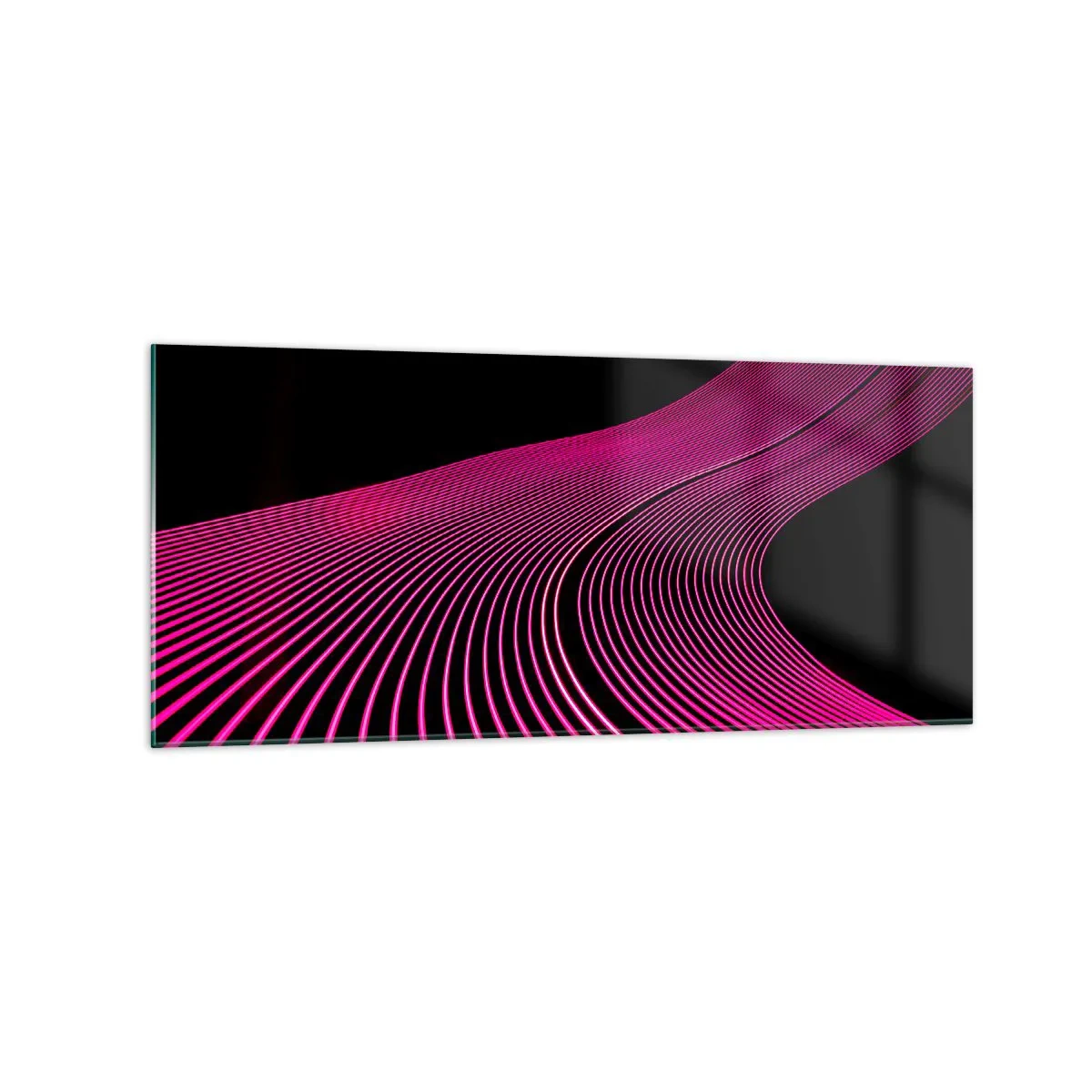 Glasbild - Bild auf glas - Futuristische Linien in Rosatönen auf schwarzem Hintergrund - 120x50cm - Allee des Lichts - Moderne Wanddekoration für Wohnzimmer und Schlafzimmer ARTTOR