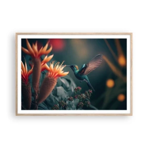 Poster in einem Rahmen aus heller Eiche - Wirklich buntes Leben - 100x70 cm