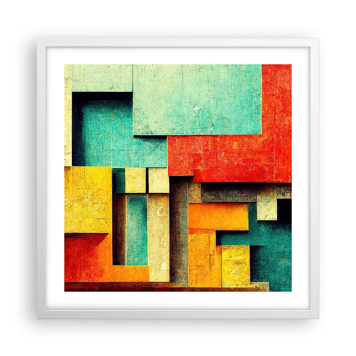 Poster in einem weißen Rahmen - Festival der rechten Winkel - 50x50 cm