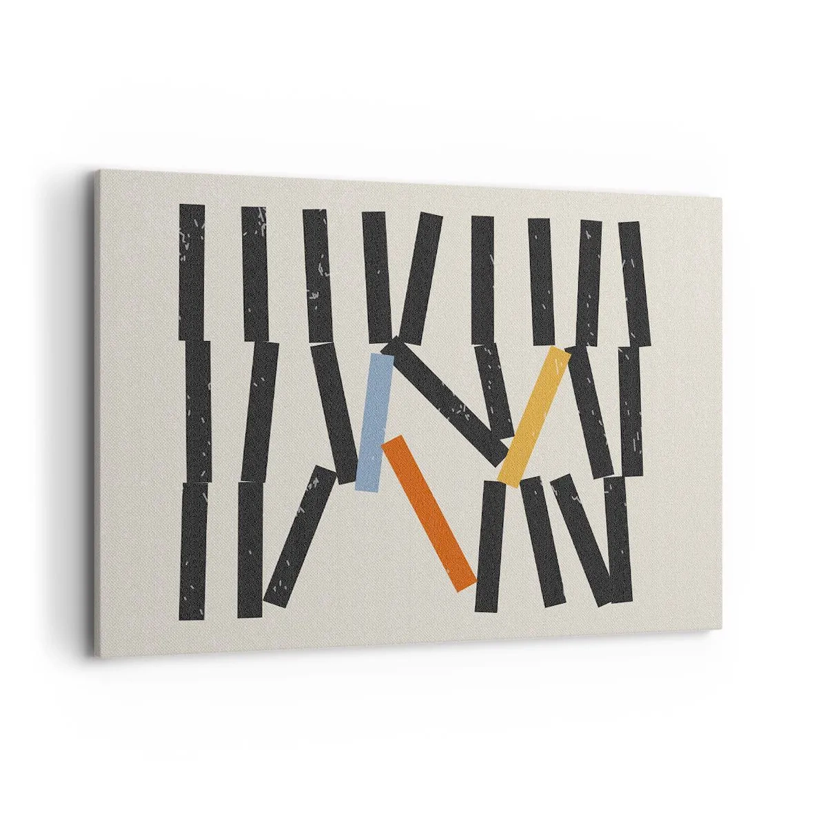 Bild auf Leinwand - Leinwandbild - Abstrakte Komposition mit farbigen und schwarzen Rechtecken - 120x80cm - Domino – Komposition - Moderne Wanddekoration für Wohnzimmer und Schlafzimmer ARTTOR