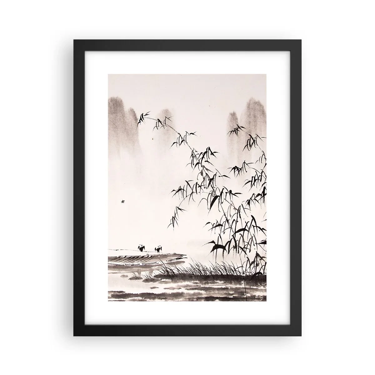 Poster in einem schwarzem Rahmen - Die Stille der Reisfelder - 30x40 cm