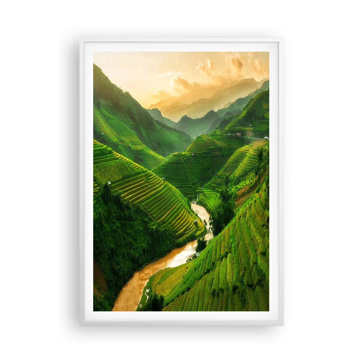 Poster in einem weißen Rahmen - Vietnamesisches Tal - 70x100 cm