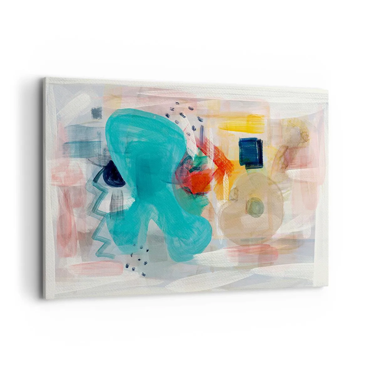 Bild auf Leinwand - Leinwandbild - Abstrakte Formen und Farben schaffen eine dynamische Komposition - 120x80cm - Buntes Spiel - Moderne Wanddekoration für Wohnzimmer und Schlafzimmer ARTTOR