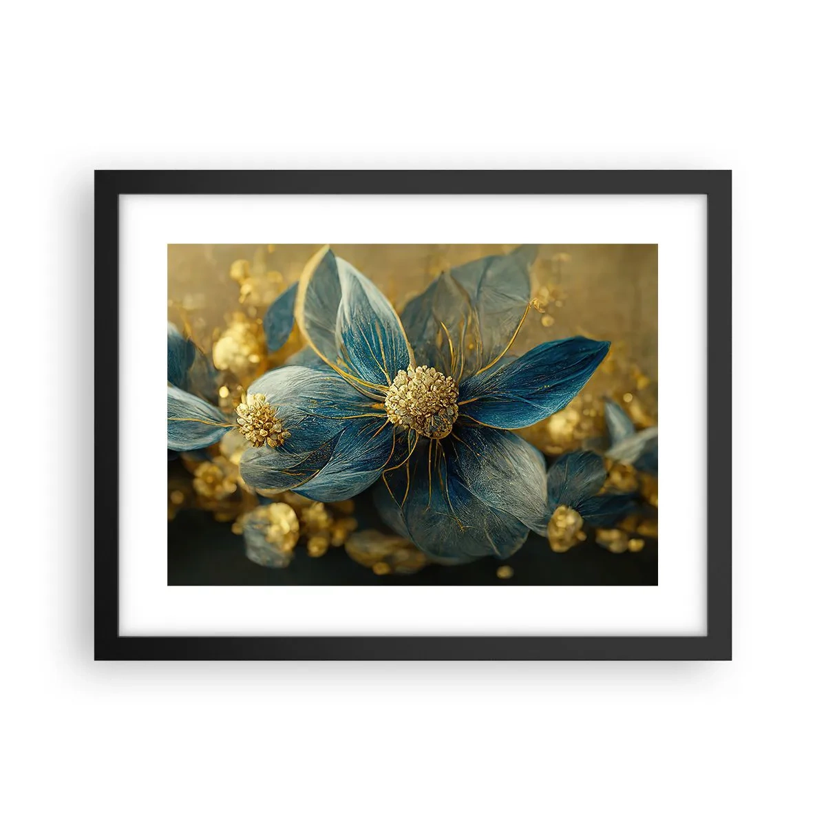 Poster in einem schwarzem Rahmen - Mit Gold blühen - 40x30 cm