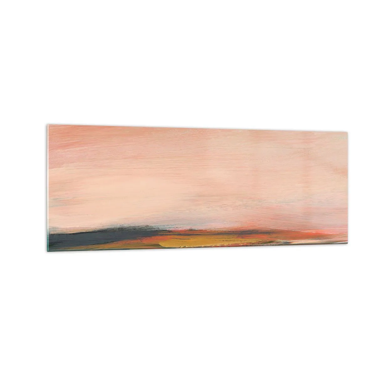 Glasbild - Bild auf glas - Eine Landschaft in Rosa- und Goldtönen - 140x50cm - In Rosatönen - Moderne Wanddekoration für Wohnzimmer und Schlafzimmer ARTTOR