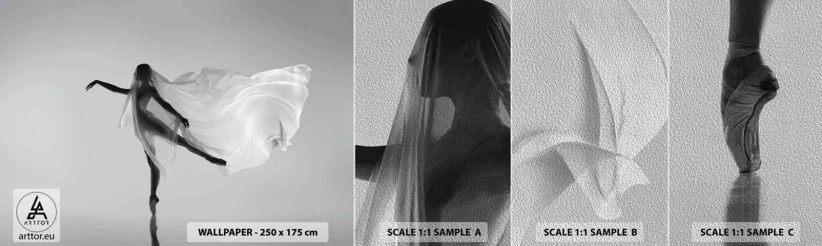 Fototapeten Muster Premium Sand - Leichtigkeit und Anmut - Frau, Tanzen, Modell - 100x30 cm