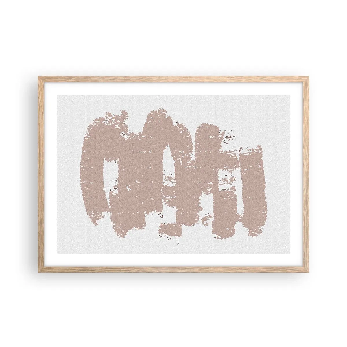 Poster in einem Rahmen aus heller Eiche - Abstraktion in zartem Rosa - 70x50 cm