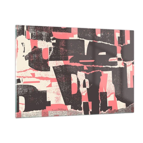 Glasbild - Bild auf glas - Moderne Abstraktion in Schwarz, Rot und Beige - 120x80cm - All dieser Lärm - Moderne Wanddekoration für Wohnzimmer und Schlafzimmer ARTTOR