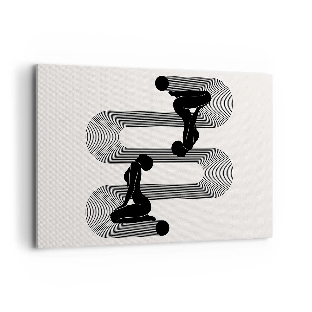 Bild auf Leinwand - Leinwandbild - Schwarze Silhouetten mit geometrischen Linien auf hellem Hintergrund - 120x80cm - Sinnliche Symmetrie - Moderne Wanddekoration für Wohnzimmer und Schlafzimmer ARTTOR