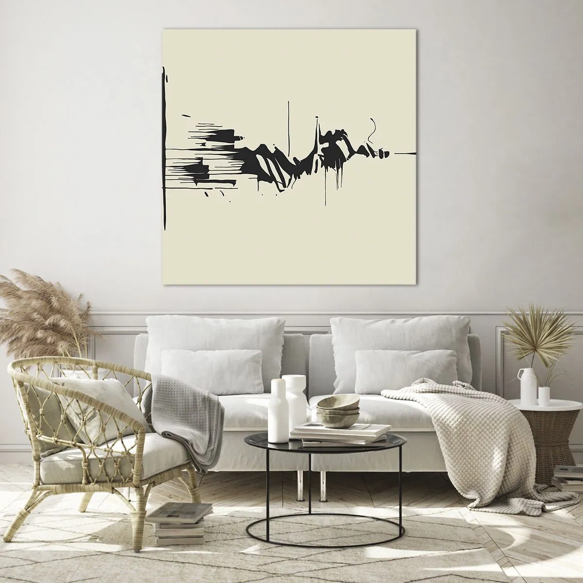 Glasbild - Bild auf glas - Hastige Abstraktion - 70x70 cm