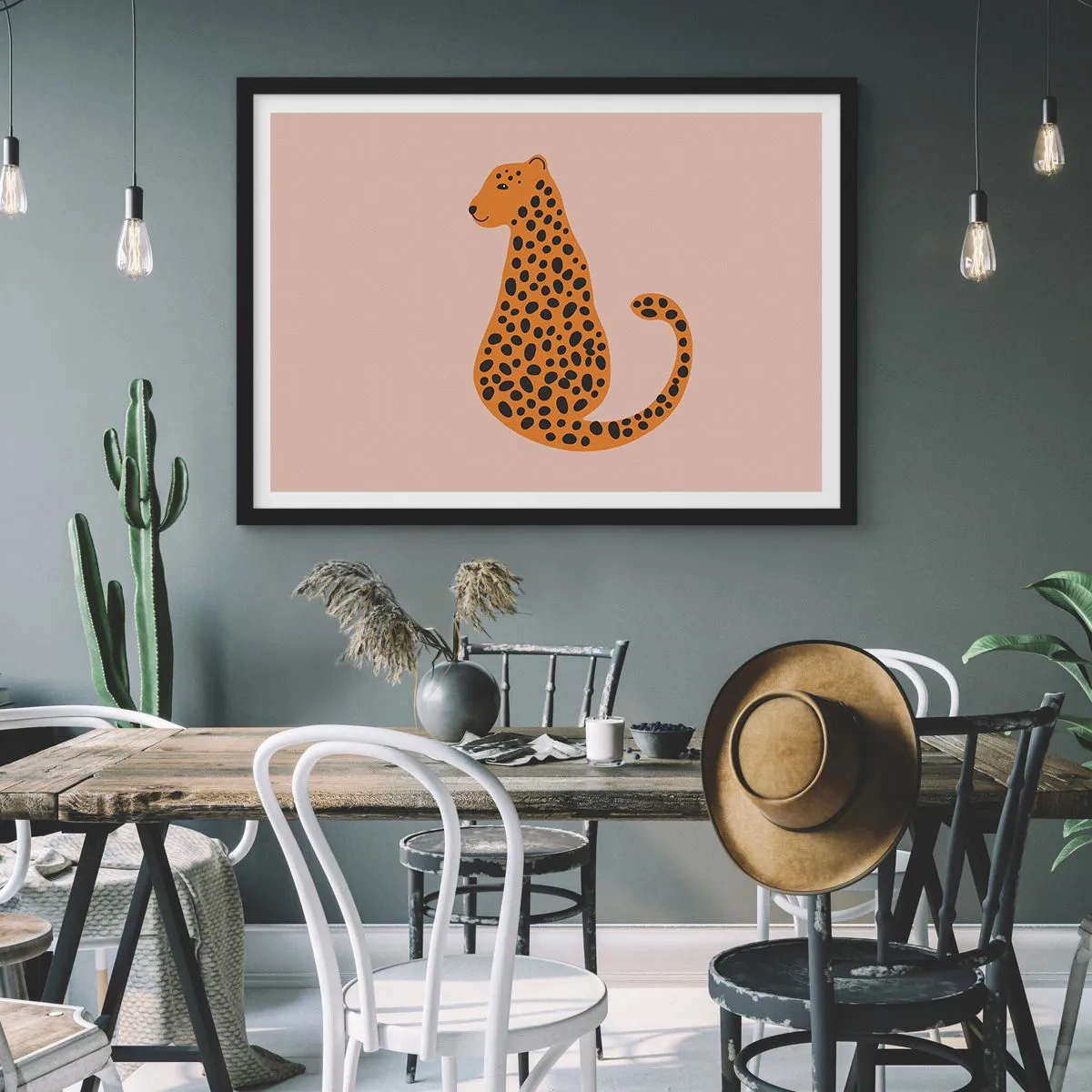 Poster in einem schwarzem Rahmen - Leopardenmuster ist ein modisches Muster - 40x30 cm