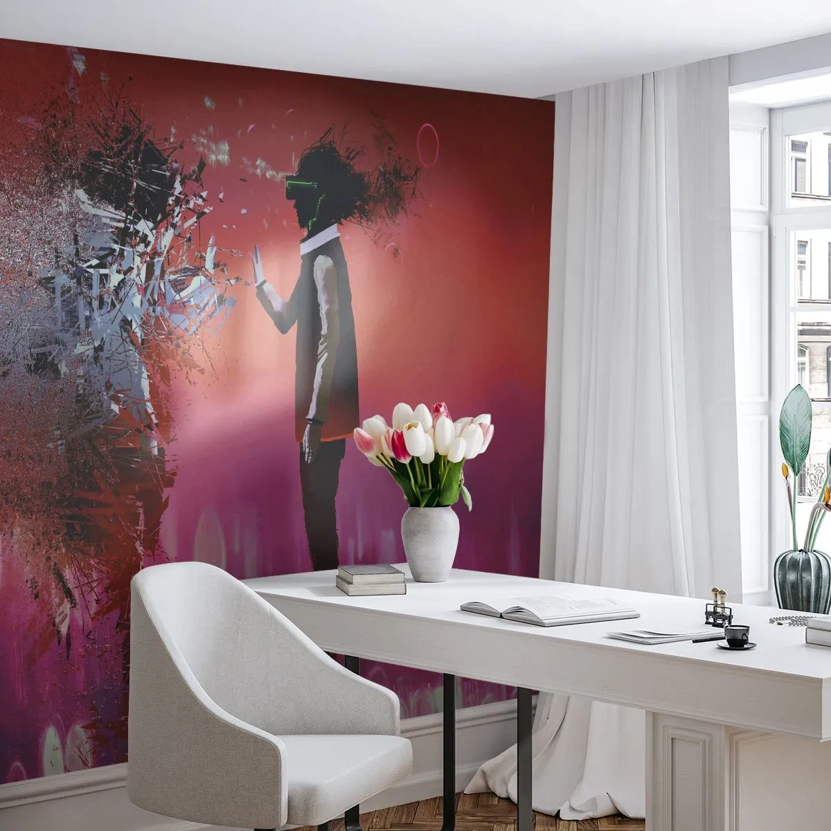 Fototapete Premium Canvas - Kannst du dich selbst anschauen? - Abstraktion, Stück, Menschen - 450x315 cm