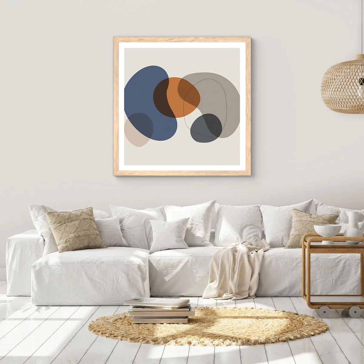 Poster in einem Rahmen aus heller Eiche - Farbtropfen - 60x60 cm