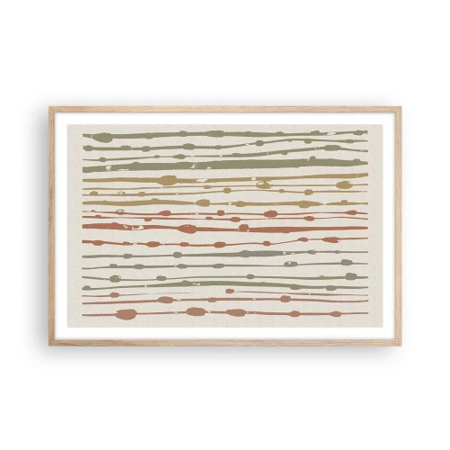 Poster in einem Rahmen aus heller Eiche - Musikalische Notation von Farben - 91x61 cm