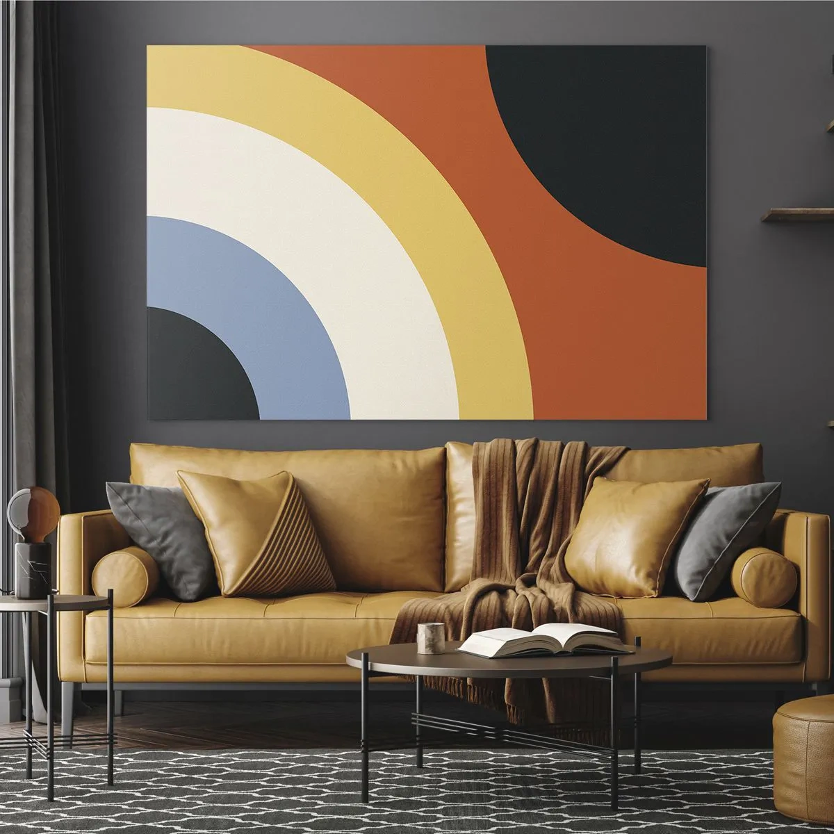 Glasbild - Bild auf glas - Abstrakte bunte Bögen auf einem Glashintergrund - 120x80cm - Zu mir selbst - Moderne Wanddekoration für Wohnzimmer und Schlafzimmer ARTTOR