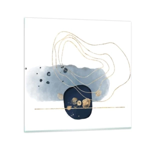 Glasbild - Bild auf glas - Blau-goldene Fantasie - 60x60 cm