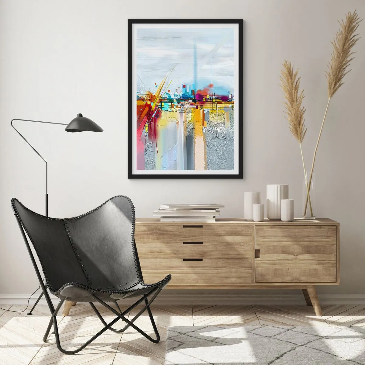 Poster in einem schwarzem Rahmen - Freudenbrücke über den Fluss des Lebens - 40x50 cm